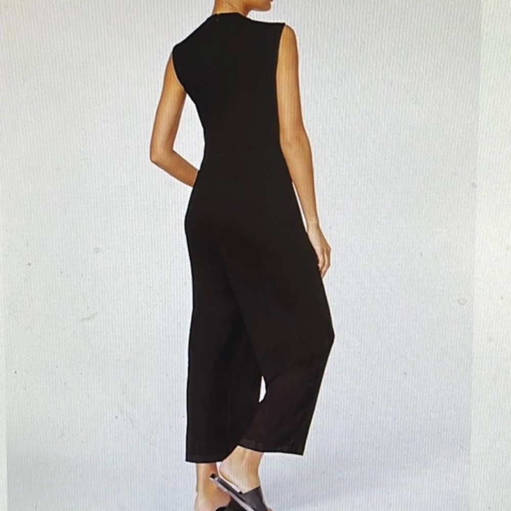 Eileen Fisher the fisher project viscose jersey jumpsuit black size medium - Picture 2 of 11